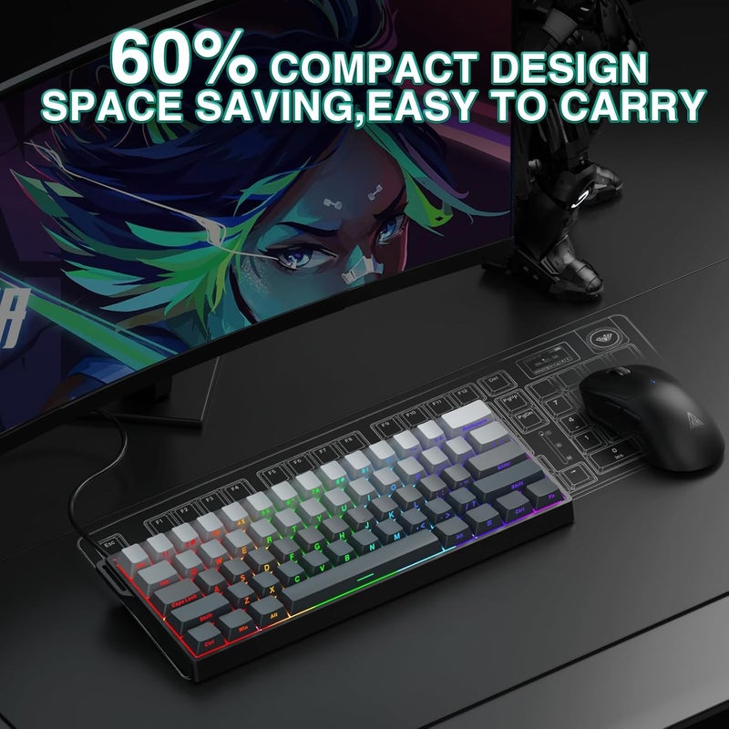 CORBOBO Aula WIN60 HE - 60% Mechanical Gaming Keyboard Wired, Hall Effect Magnetic Switch Hot Swappable,8000 Hz Polling Rate, RGB Keyboard 60 Percent Compact Design for PC (Gradient Gray) - Image 3